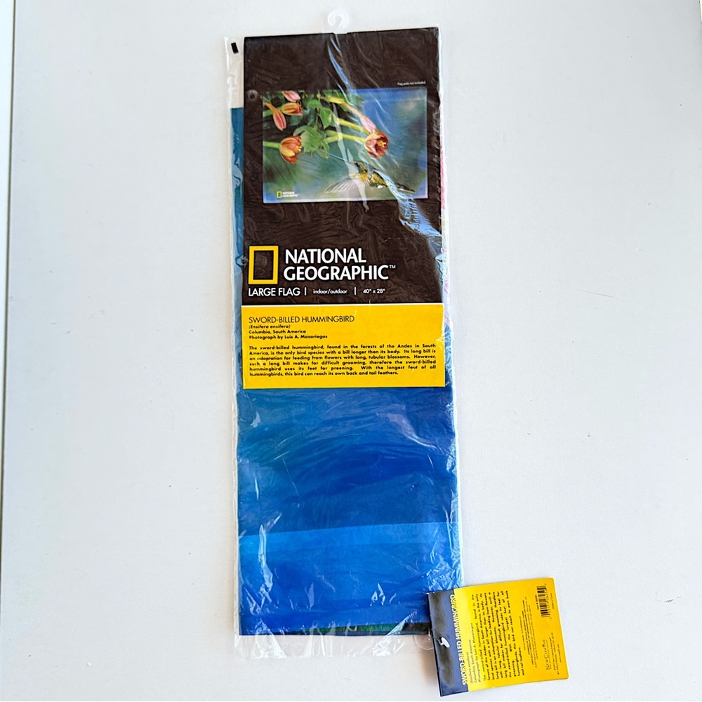 NATIONAL GEOGRAPHIC Sword-Billed Hummingbird Large Flag Indoor Outdoor 40" X 28"